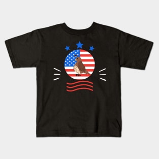 Quail USA American Flag Kids T-Shirt